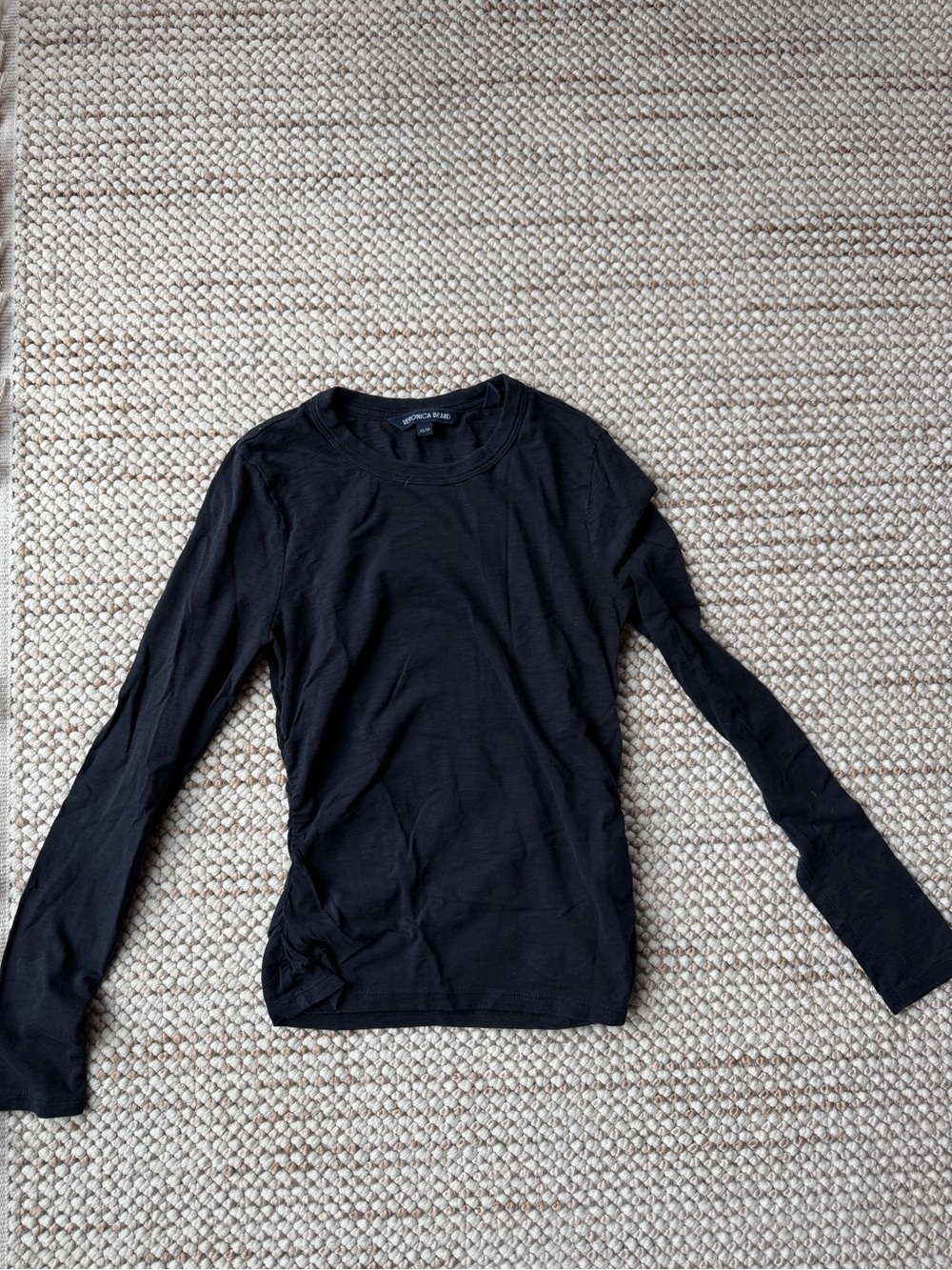 Veronica Beard Black Long-Sleeve Crewneck Tee